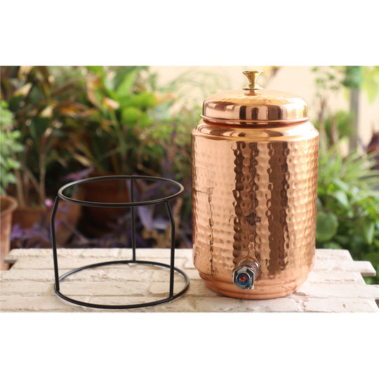 Pure Copper Water Pot with Tap & Stand 5 Liters
