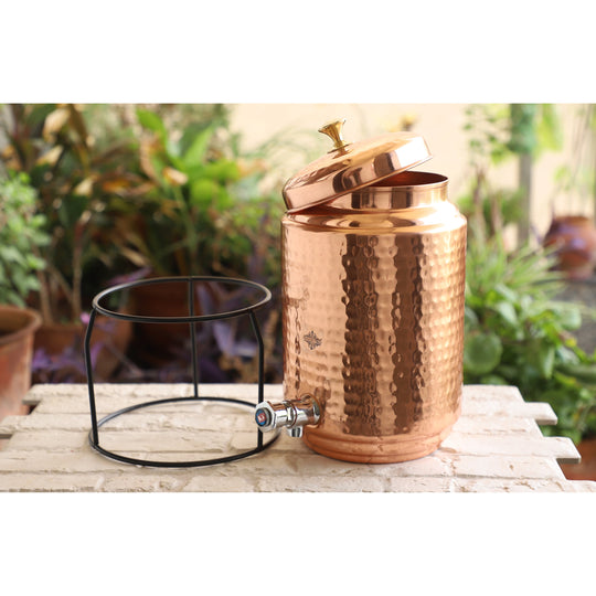Pure Copper Water Pot with Tap & Stand 5 Liters