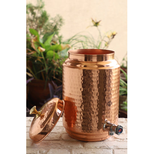 Pure Copper Water Pot with Tap & Stand 5 Liters