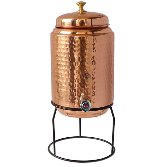 Black 5 litre copper matka with tap – body height and tap position – 5 litre copper water dispenser