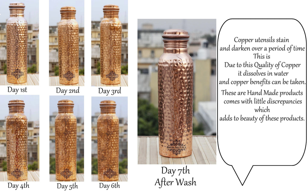 Indian Art Villa Pure Copper Hammered Design Water Bottle,Health Benefits, Drinkware