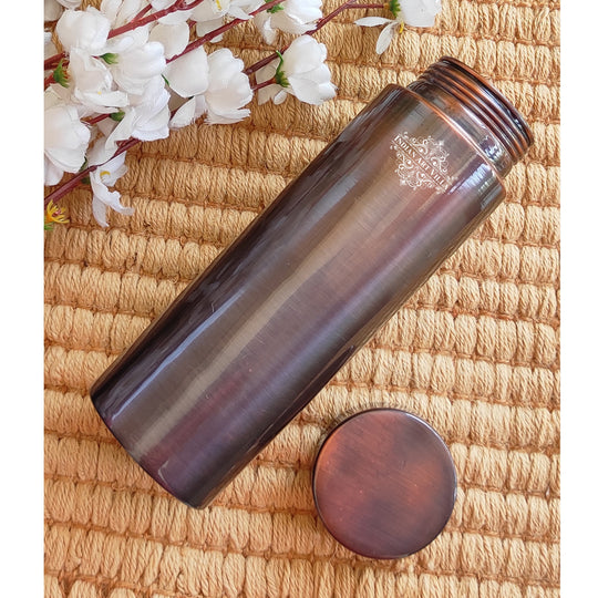 Pure Copper Bottle with Lacquer Coated Finish and Straight Shape