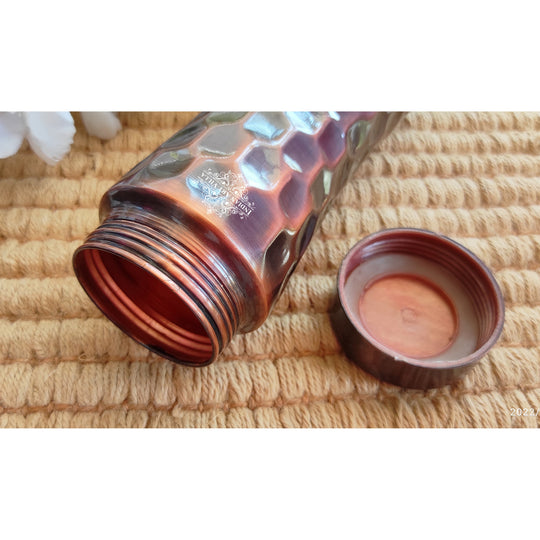 Pure Copper Water Bottle with Honeycomb Design