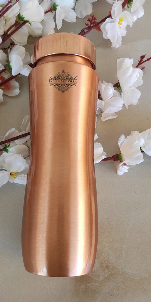 Indian Art Villa Pure Copper Lacquer Coated Champion Bottle, Drinkware, Ayurveda Yoga, Volume- 1000 ml