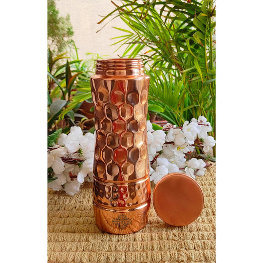 Pure Copper Water Bottle with Honeycomb Design