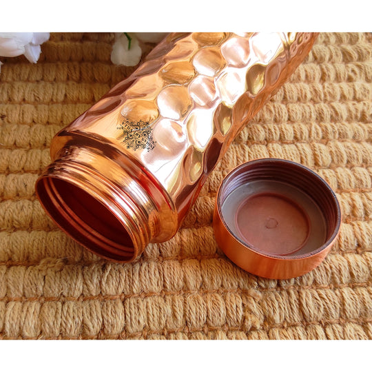 Pure Copper Water Bottle with Honeycomb Design
