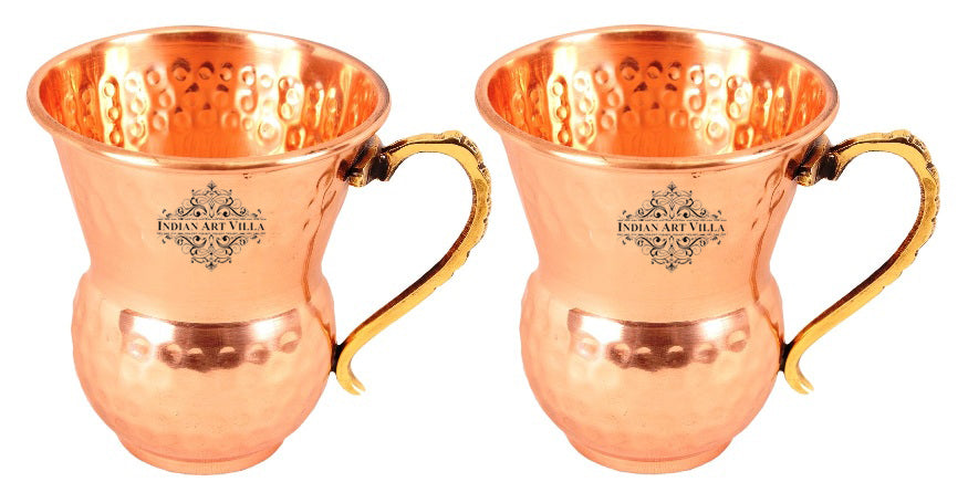 Pure Copper Mathat Shaped Hammered Design Moscow Mule Beer Mug Cup, Volume-400ML