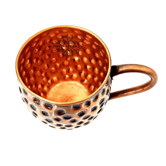 Pure Copper Round Shaped Black Hammered Design Moscow Mule Beer Mug Cup , Best for Beer Cocktail Parties, Barware, Volume-500ML