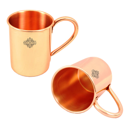 Pure copper beer mug with rolled edge by Indian Art Villa, straight design handcrafted drinkware ideal for bar use and healthy drinking.