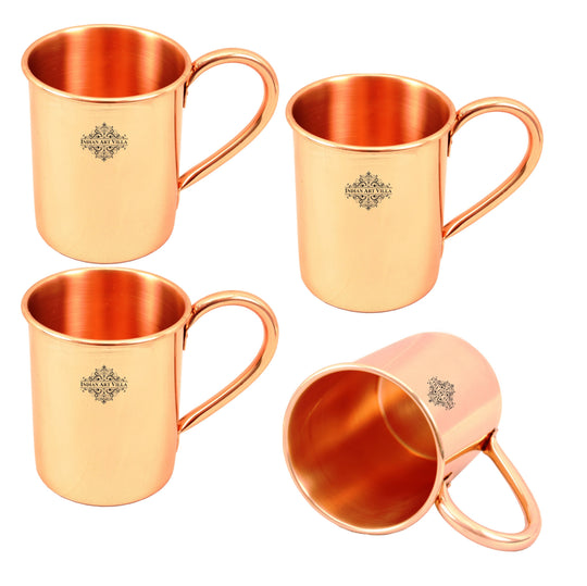 Pure copper beer mug with rolled edge by Indian Art Villa, straight design handcrafted drinkware ideal for bar use and healthy drinking.