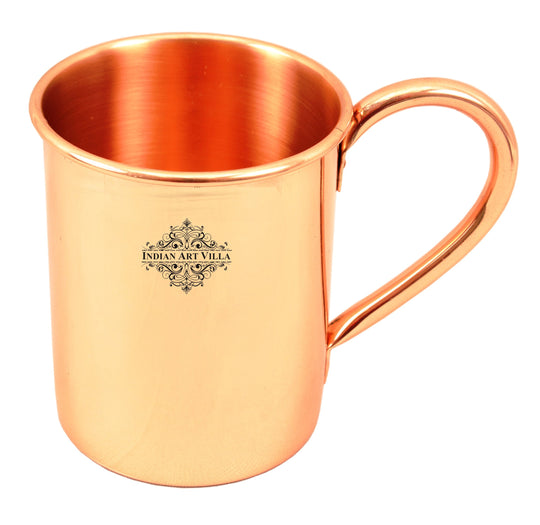 Pure copper beer mug with rolled edge by Indian Art Villa, straight design handcrafted drinkware ideal for bar use and healthy drinking.