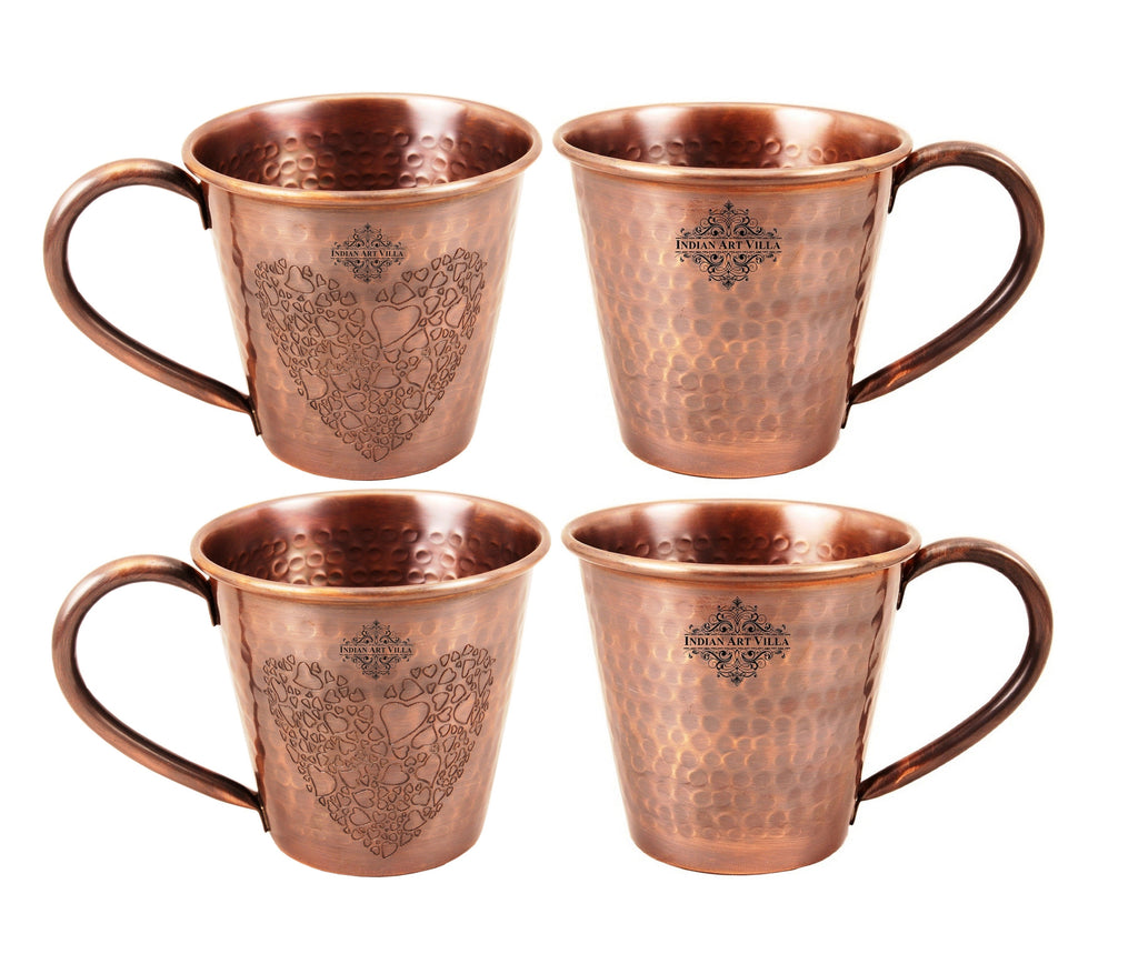Indian Art Villa Pure Copper Cone Shaped Hammered Antique Design Moscow Mule Beer Mug Cup, Volume-400ML