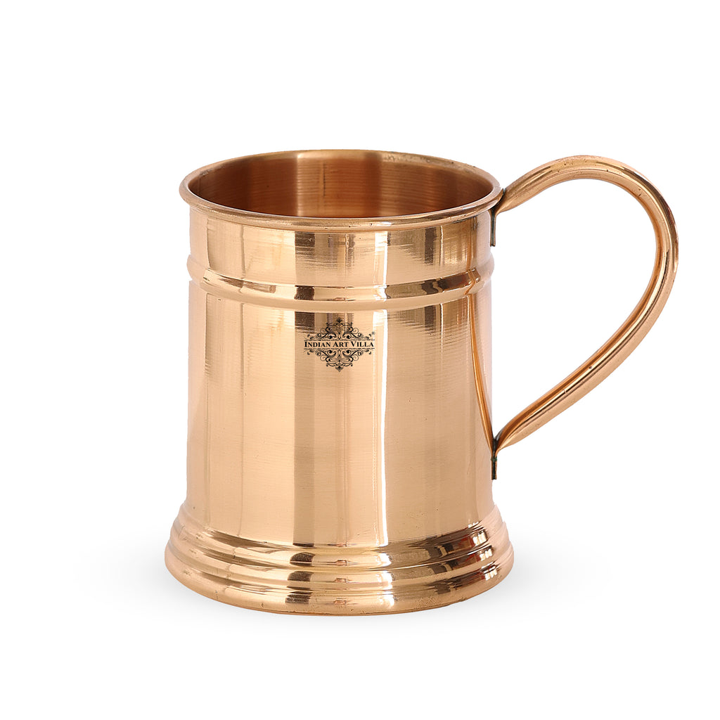 Pure Copper Handmade Matt Finish Moscow Mule Beer Mug with Copper Handle, Drinkware, Barware, 600ml