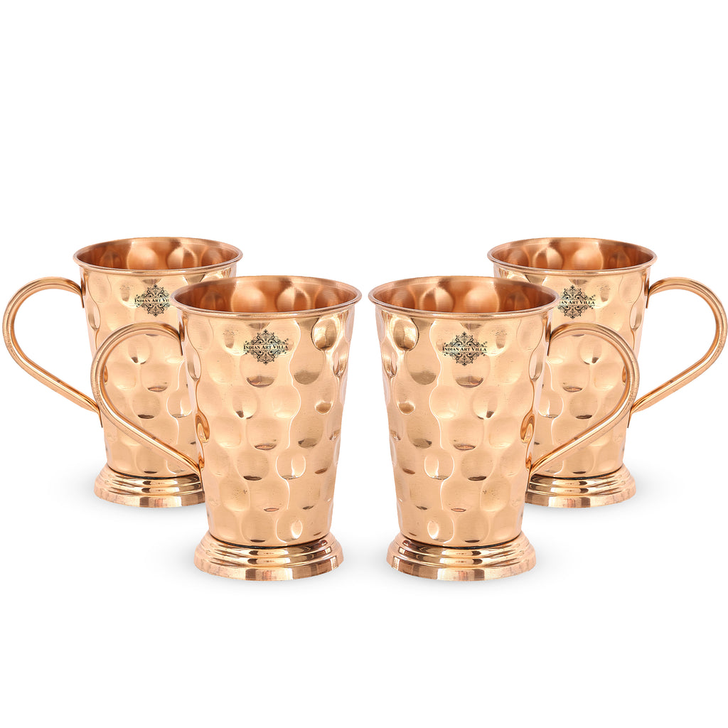 Pure Copper Long Bucket Shaped Hammered Design Moscow Mule Beer Mug Cup, Volume-450ML