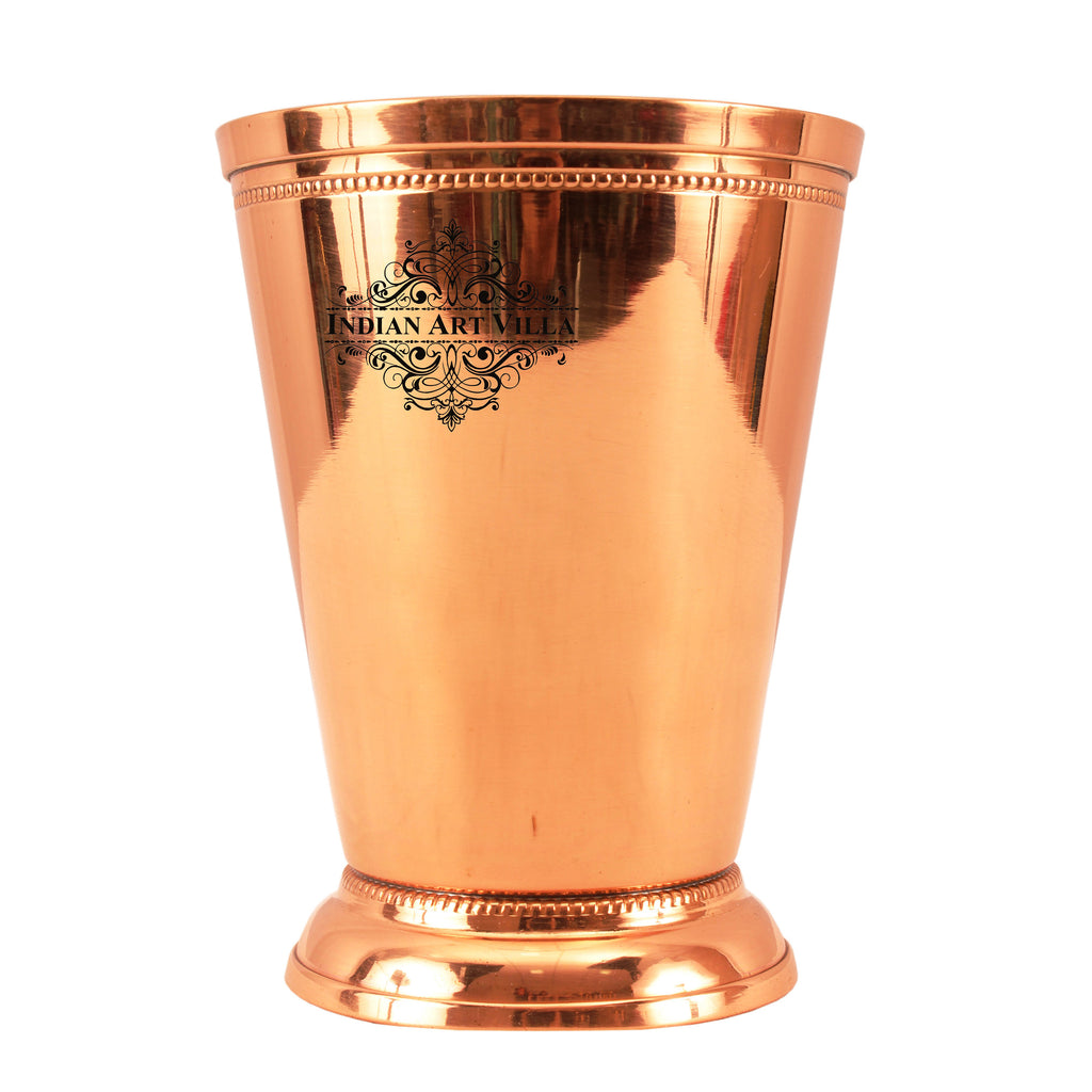 Indian Art Villa Pure Copper Big Top Glass with 2 Designer Rings & Julep Design Glass 300ML
