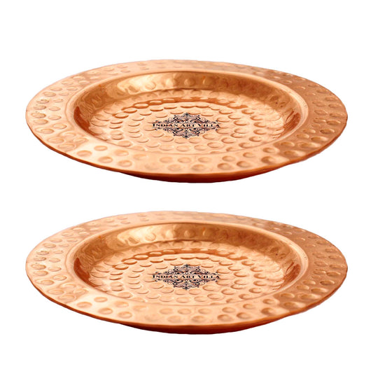 Pure hammered copper coaster 11.68 cm side view — Indian Art Villa