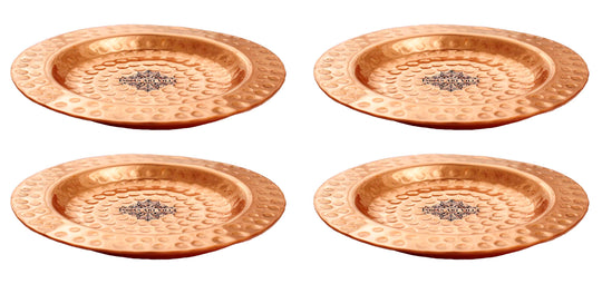 Pure hammered copper coaster 11.68 cm top view — Indian Art Villa