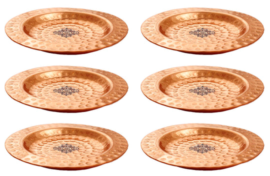 Pure hammered copper coaster for copper mugs 11.68 cm full view — Indian Art Villa