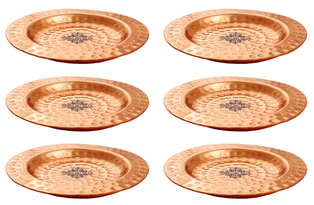 Indian Art Villa Pure Hammered Design Copper Coaster For Copper Mugs 4.6" Inch Brown