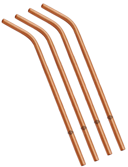 Pure copper cocktail straw top view — Indian Art Villa