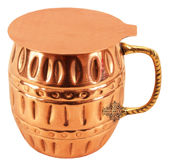 Handmade Pure Copper Barrel Design Beer Mug with Coaster