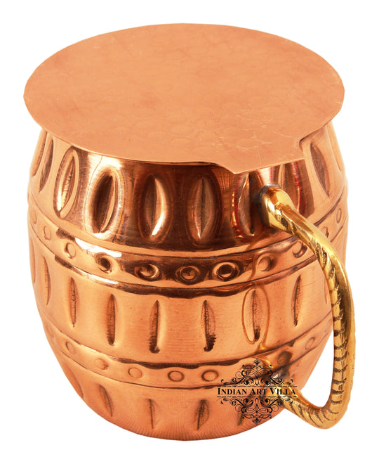 Handmade Pure Copper Barrel Design Beer Mug with Coaster