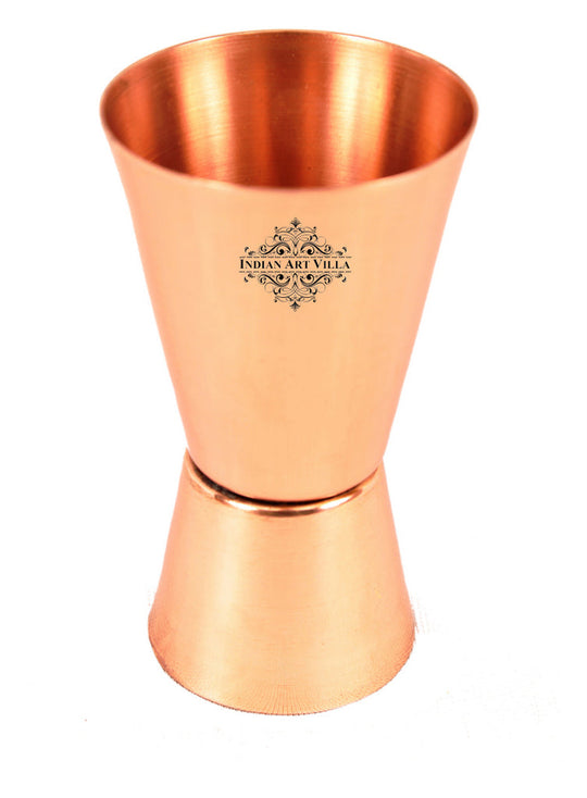 Pure Copper 2 Wine Glass Tumbler with 4 Shot Jiggers Glass, Barware Set, Best for Parties, 4 Pieces