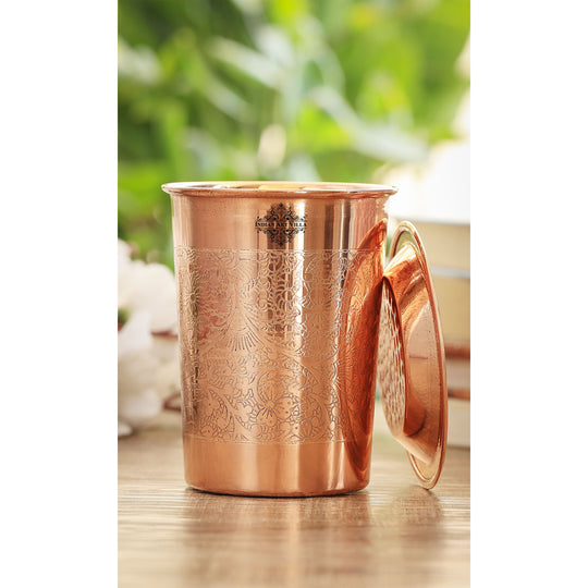 Embossed copper drink tumbler handmade style