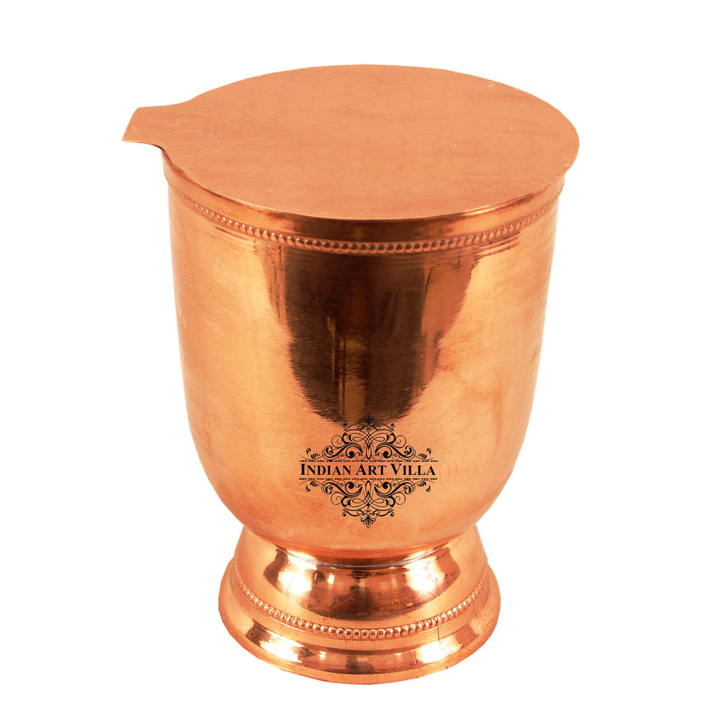 Indian Art Villa Copper Plain Design Wine Glass Tumbler with Bottom Coaster 450 ML