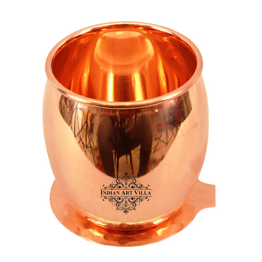 Copper antique finish glass coaster side angle — Indian Art Villa