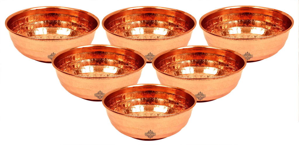 Indian Art Villa Pure Copper Hammered Designer Bowl, Katori, Dinnerware