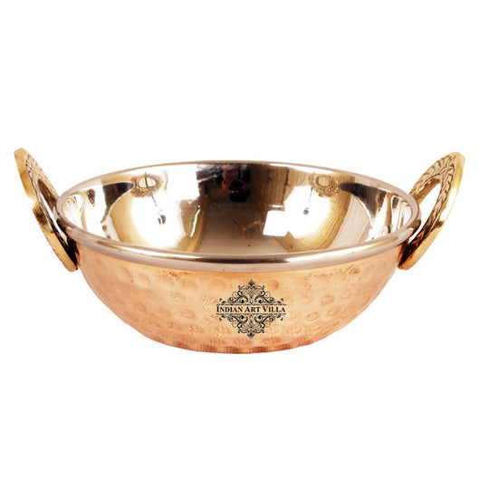 Set of S/C D/W Hammered Handi No.2,Glass Lid No.2,Kadhai No.2,Serving Spoon x2,5 Pieces