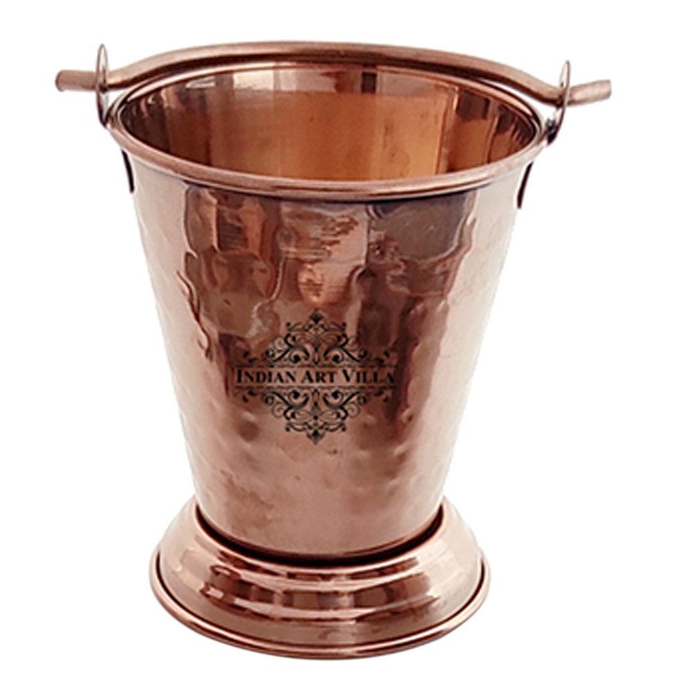 Indian Art Villa Set of Steel with Rose Gold Finish D/W Hammered Handi No.2 with Lid No,.2,Kadhai No.2 with Lid No.2,Bucket No.1,Serving Spoon x3,8 Pieces