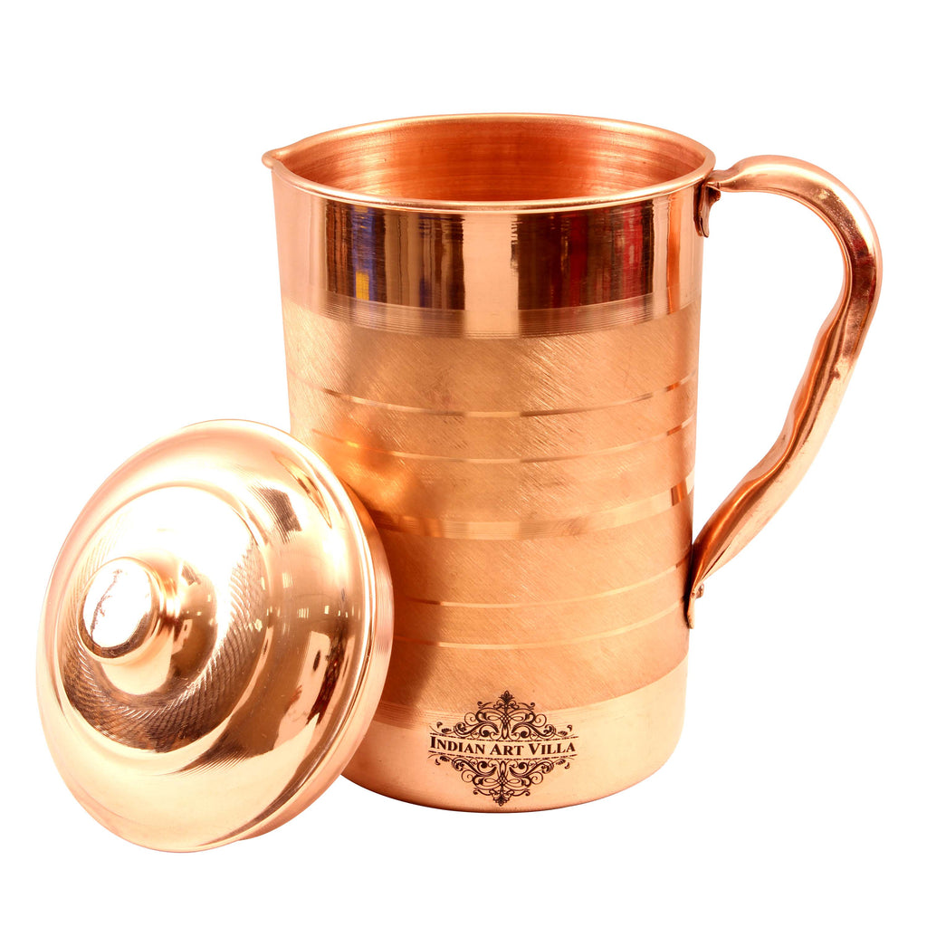 INDIAN ART VILLLA Copper Luxury Jug With 2 Glass Gift Set