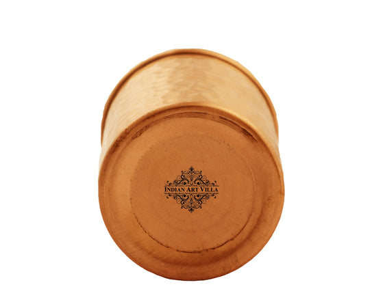 Pure Copper Hammered Design Drinkware Set from Indian Art Villa includes 1 Bottle and 2 Glasses for Gifting.
