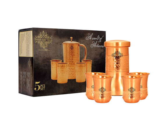 Smooth half hammered bedroom bottle with glass Indian Art Villa shaped for heritage grounded living and tactile beauty