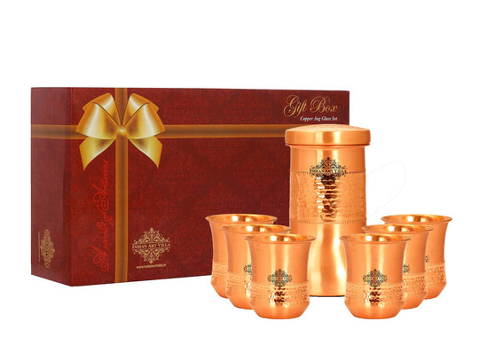 Smooth half hammered bedroom bottle with glass Indian Art Villa shaped for heritage grounded living and tactile beauty