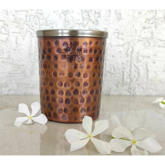 Indian Art Villa Steel Copper Antique Dark Tone Jug and Glass Set with Gift Box, Perfect Copper Drinkware Gift Set.