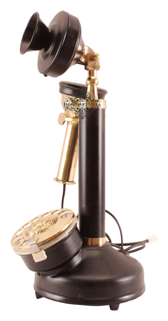 Iron brass vintage candlestick phone close-up — Indian Art Villa