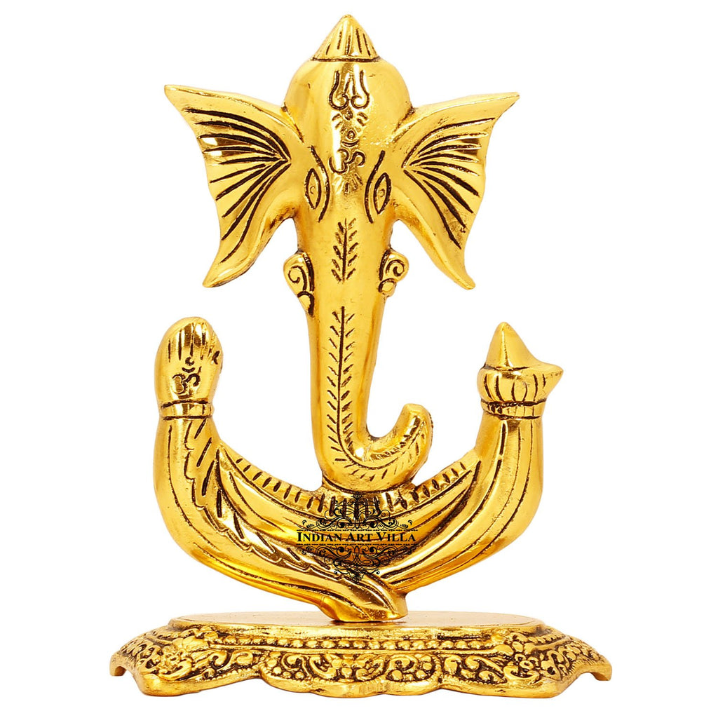 Indian Art Villa Lord Ganesha Metal Statue Home Décor Room Décor Wall Decor Height:- 7.1" Inch Color Gold