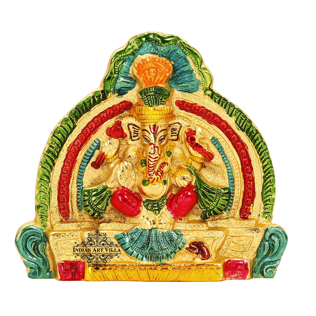 Lord Ganesha on singhasan Home Décor Room Décor Wall Decor Height:- 7.1" Inch Color  Gold
