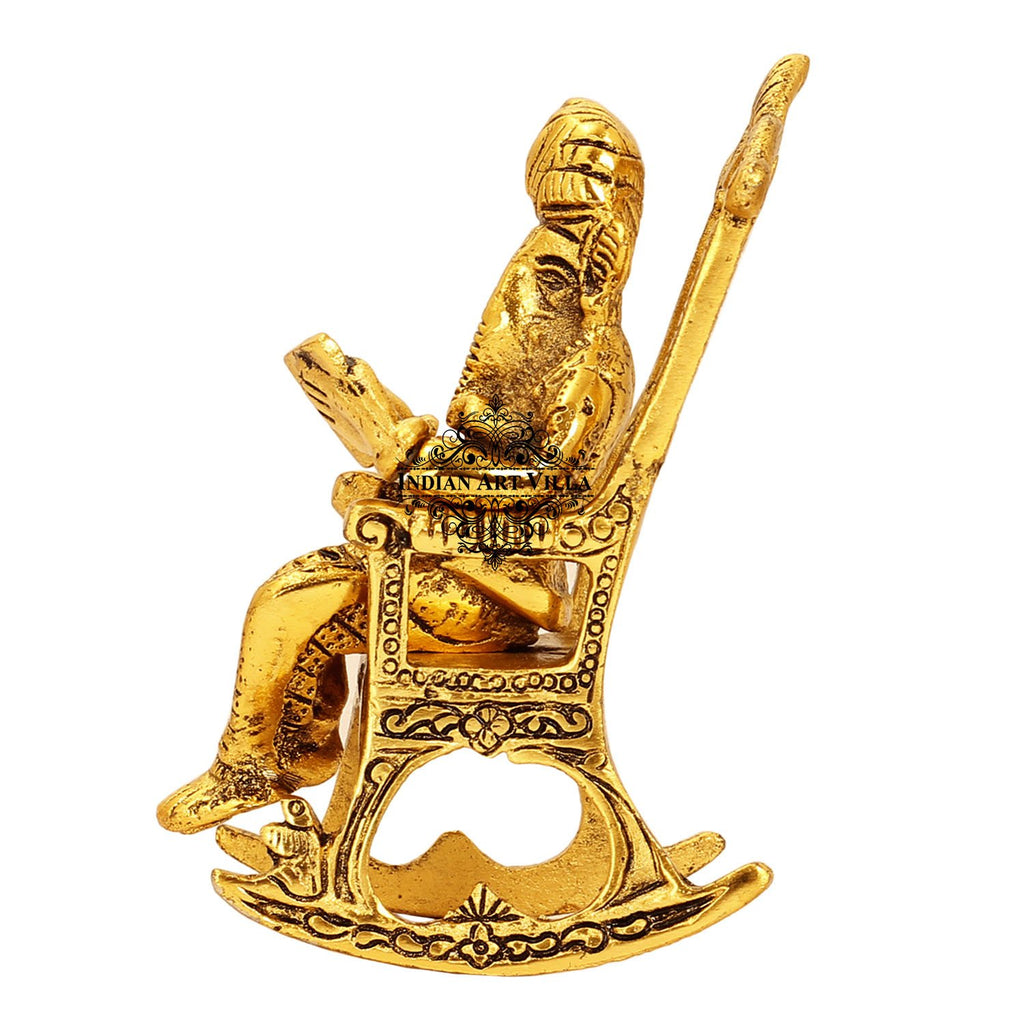 Ganesha Sitting on a Chair Reading Book Statue Home Décor Room Décor Wall Decor Height:- 6" Inch Color Gold Red