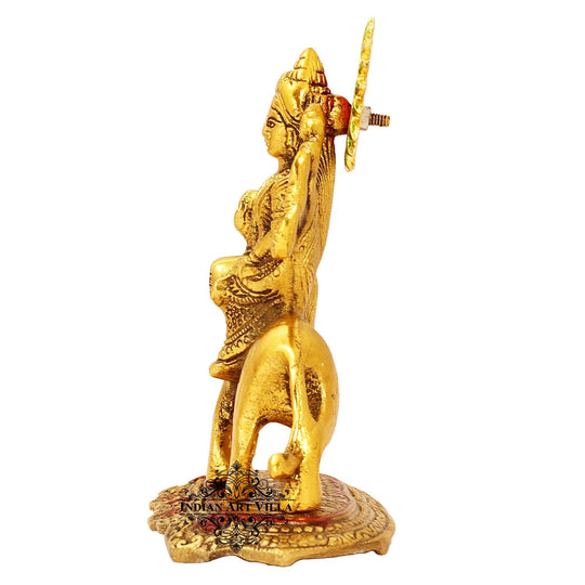 Godess Durga Devi Idol Home Décor Room Décor Wall Decor Height:- 17.78 cm Color - Gold