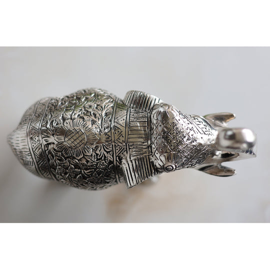 Aluminium Elephants With Dark Embosed Silver Finish Design, Home Decor, Room Decor, Handicarft Item & Decor, Color- Silver
