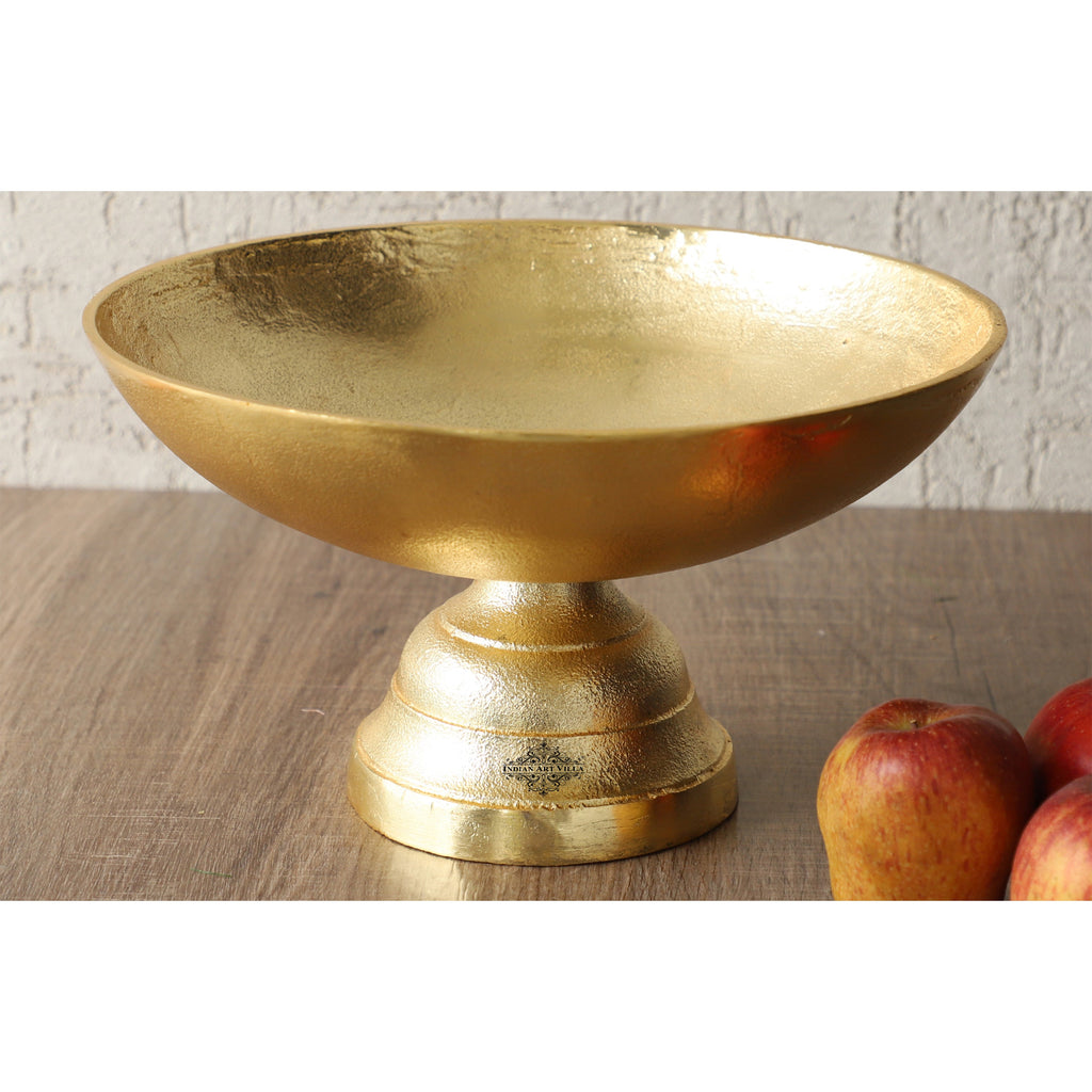 Indian Art Villa Aluminium Gold textured Shine Finish Fruit Basket - Diameter - 11.3"