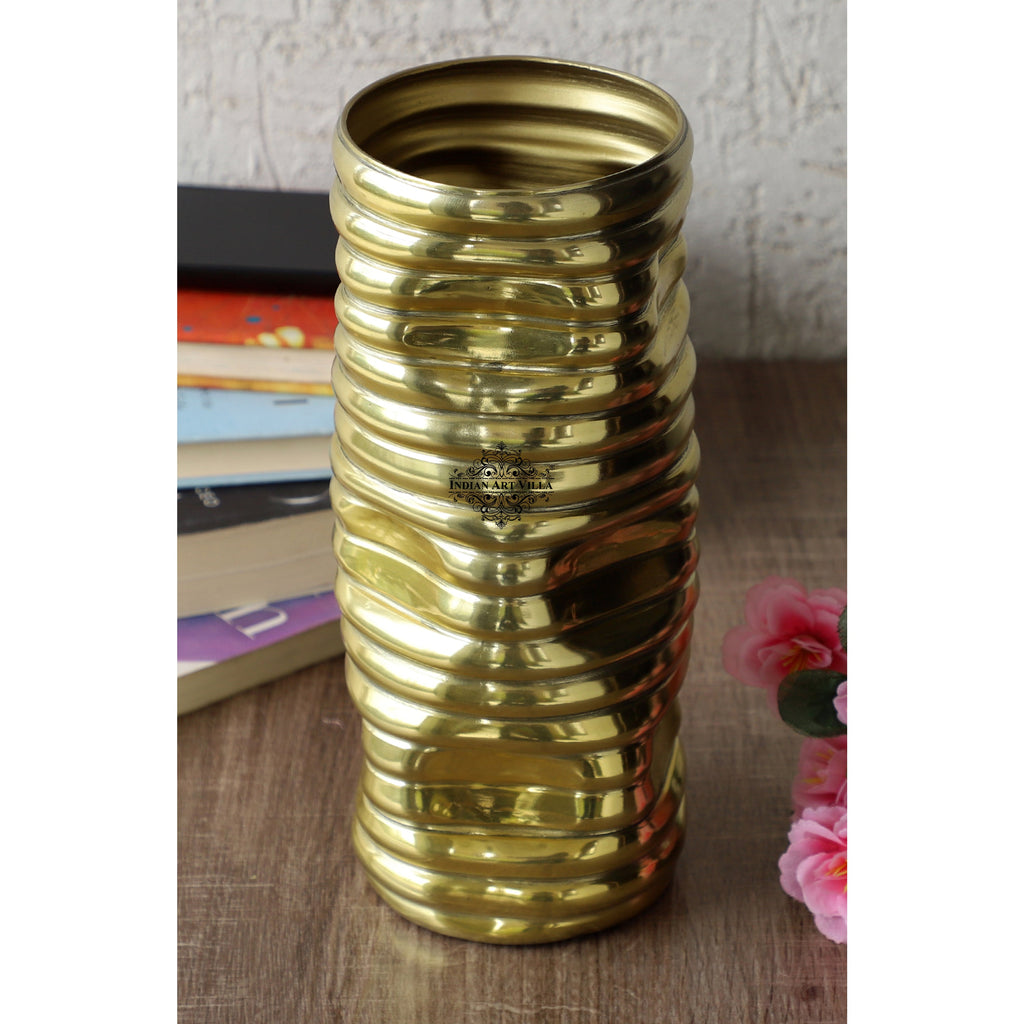 Indian Art Villa Gold Polished Aluminum Vase