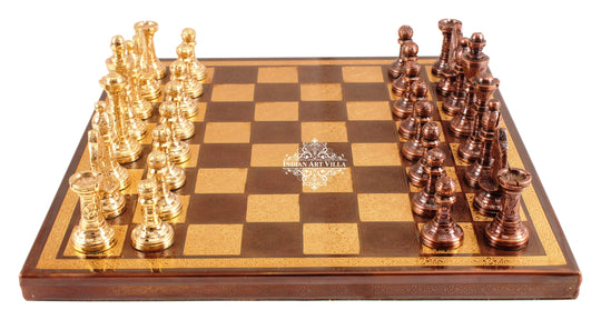 Brass designer chess set chessmen premium — Indian Art Villa