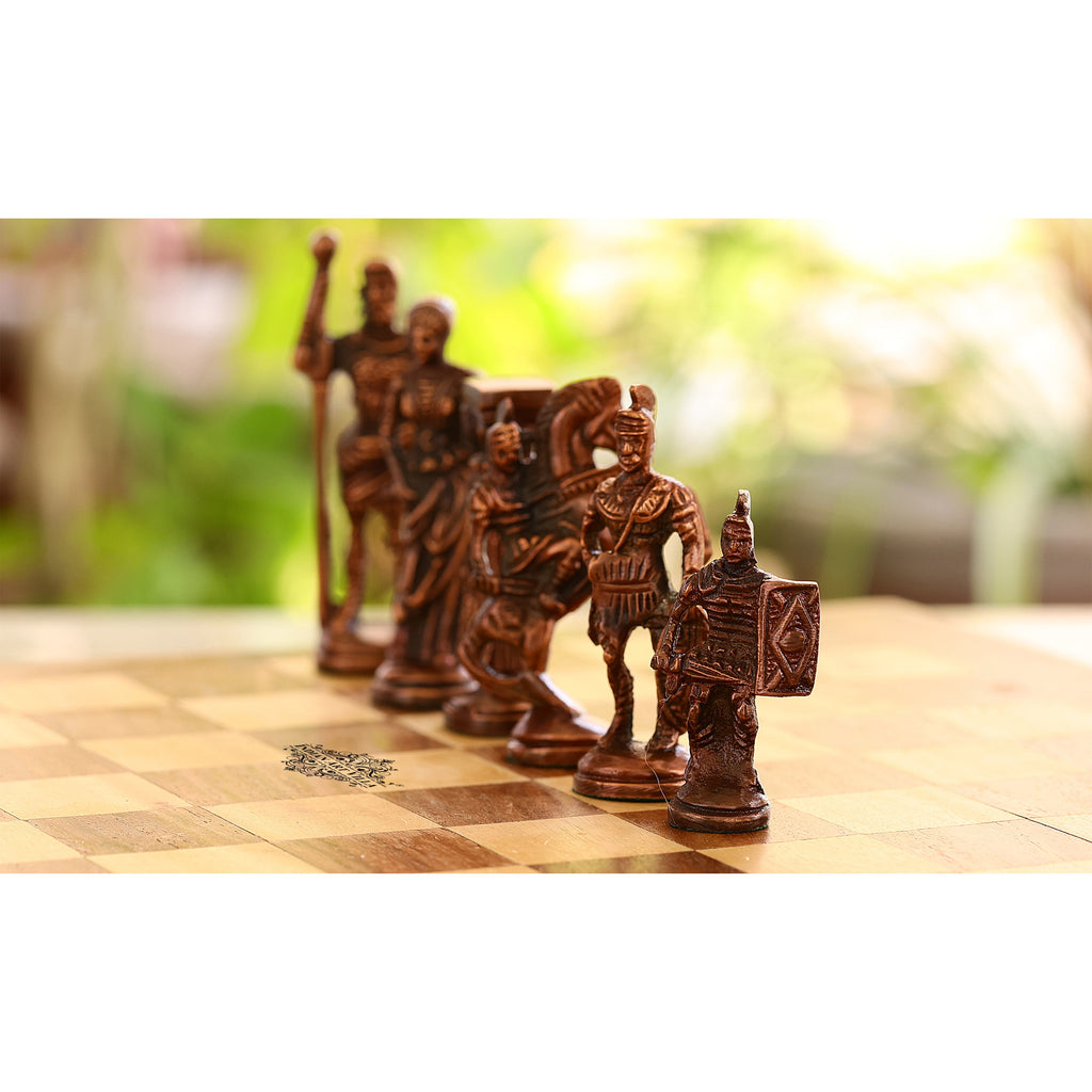 Indian Art Villa 12.1" Handcrafted Collectible Brass Chess with Greek Posiedon Pieces - Antique Gift Item Decorative