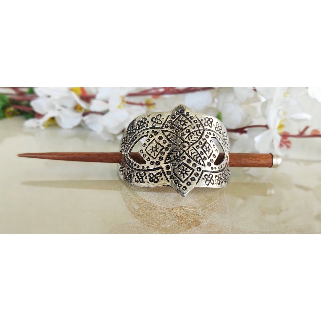 Indian Art Villa 5 Pcs. Hair Clip Set of 1 Brass Oval Lining & Steel 1 Abstract-1 Fish-1 Silver Arch-1 Gold Arch Design
