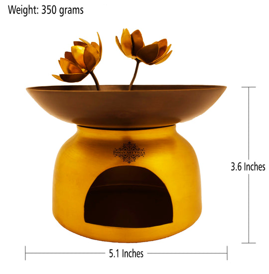 Brass flower design diffuser burner top view — Indian Art Villa